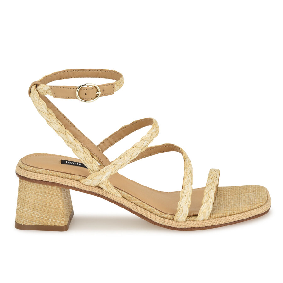 sandali con tacco a blocco in rafia emolly