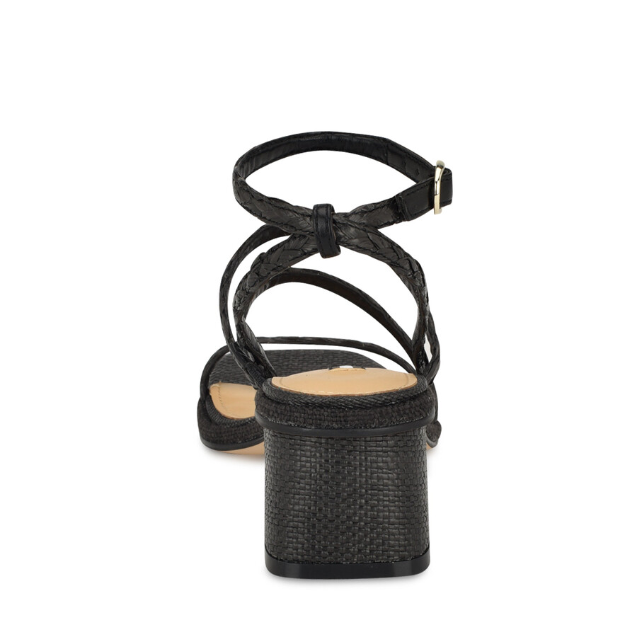 sandali con tacco a blocco in rafia emolly