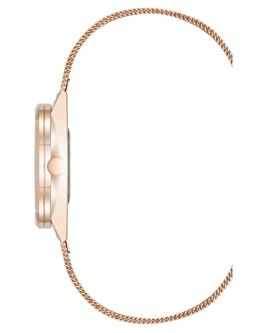 orologio con bracciale a maglie e cassa rotonda