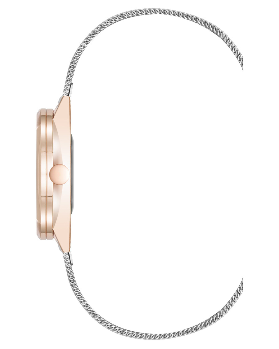 orologio con bracciale a maglie e cassa rotonda