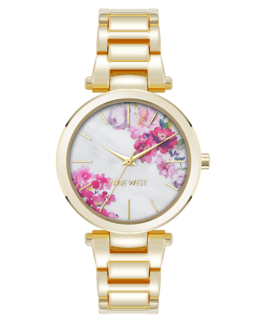 orologio con quadrante a fiori rosa