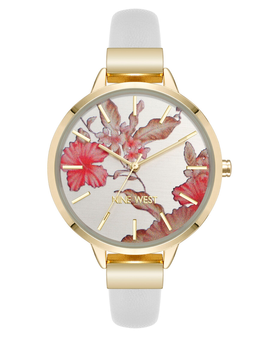 orologio con cinturino con quadrante floreale