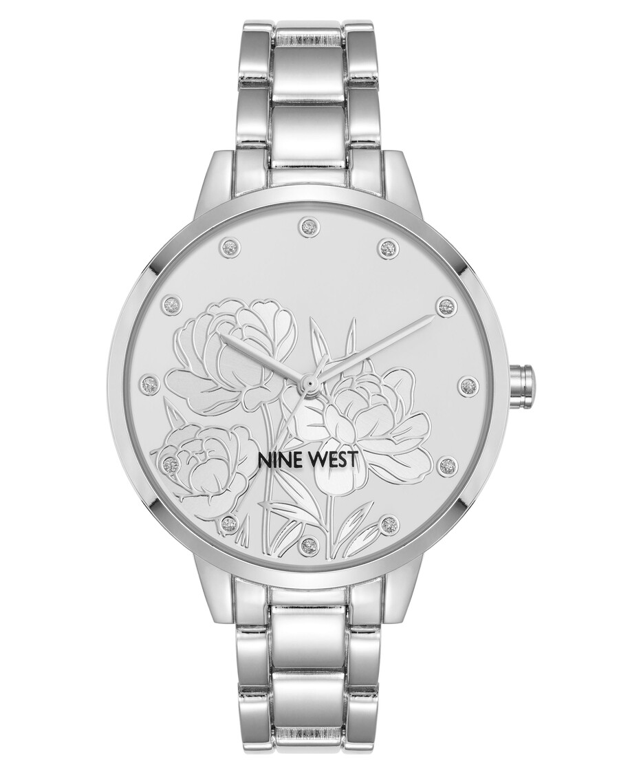 orologio con quadrante floreale decorato con cristalli