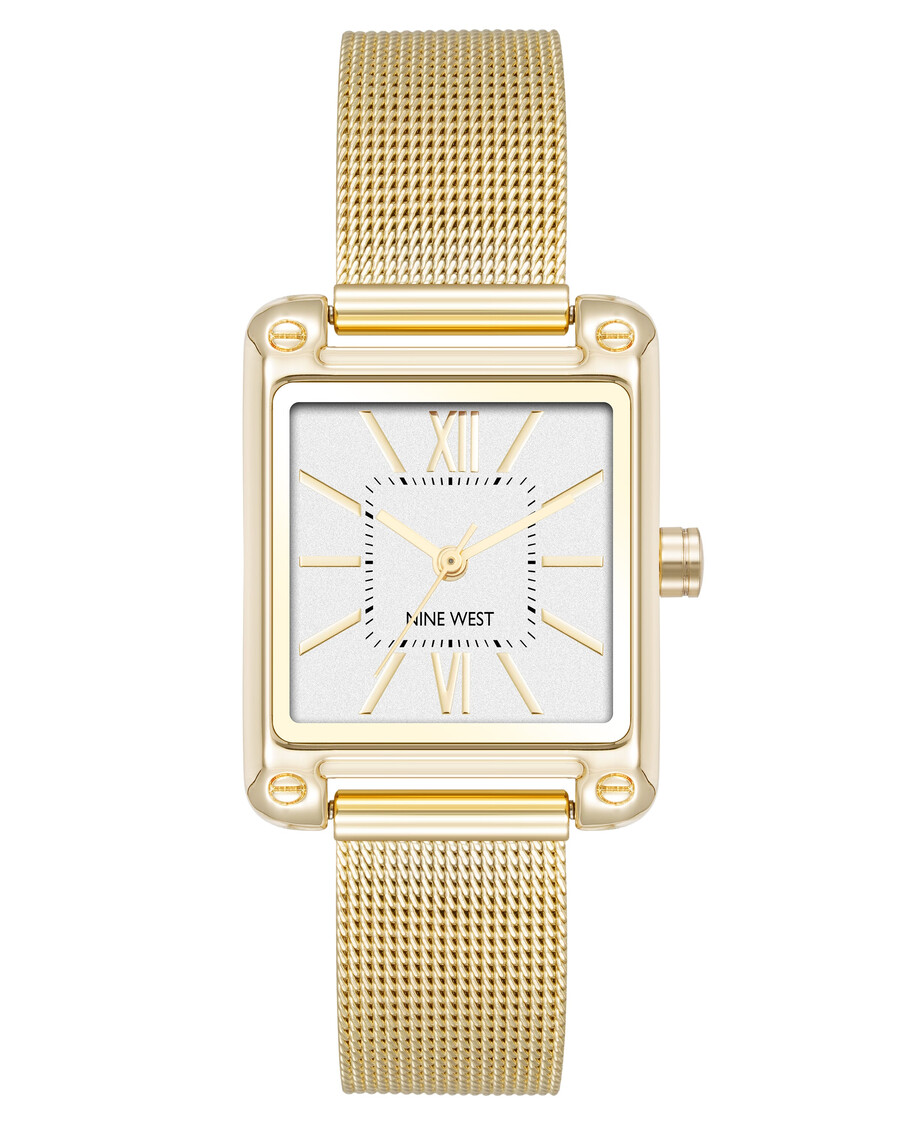 orologio con bracciale a maglie e cassa rettangolare