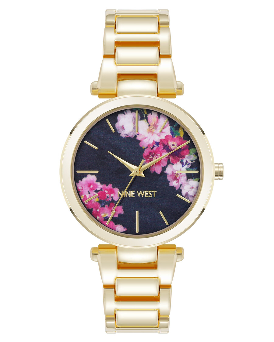 orologio con quadrante a fiori rosa