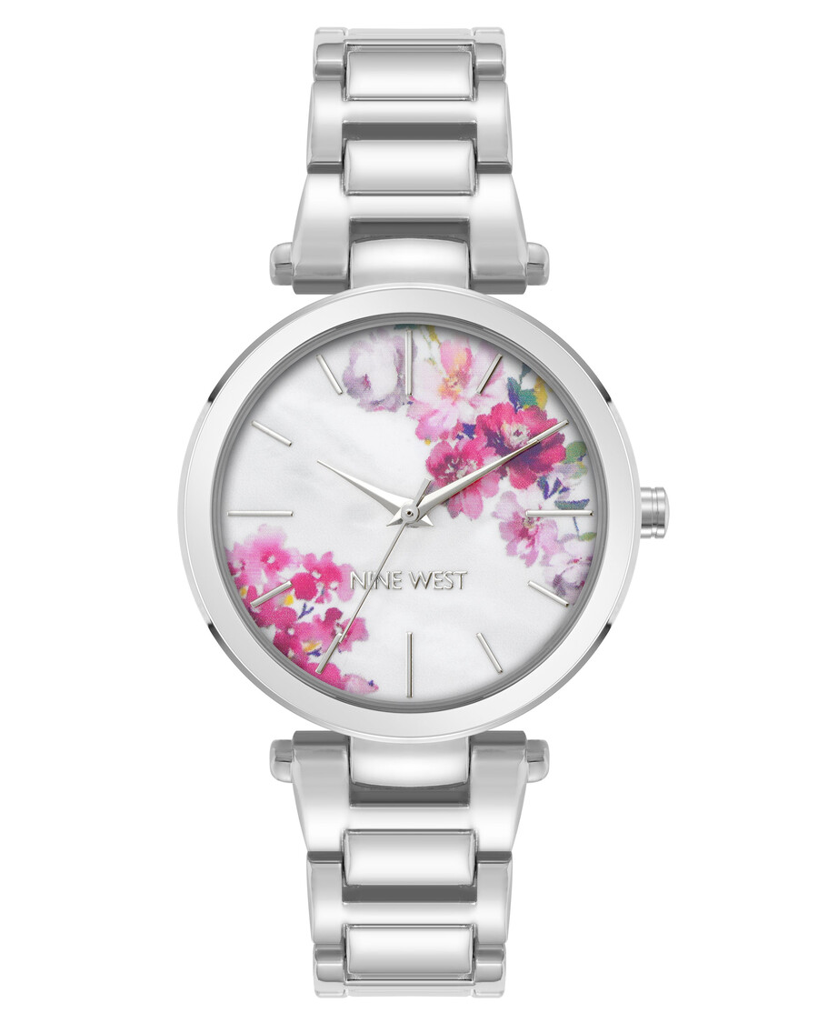 orologio con quadrante a fiori rosa