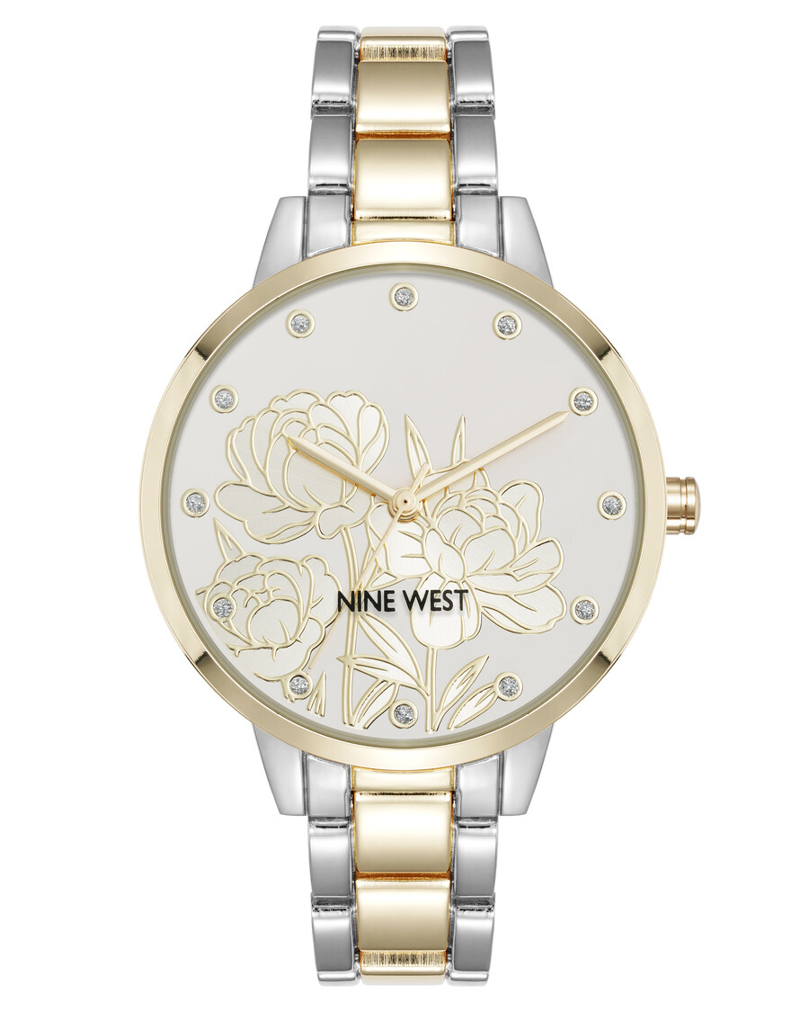 orologio con quadrante floreale decorato con cristalli