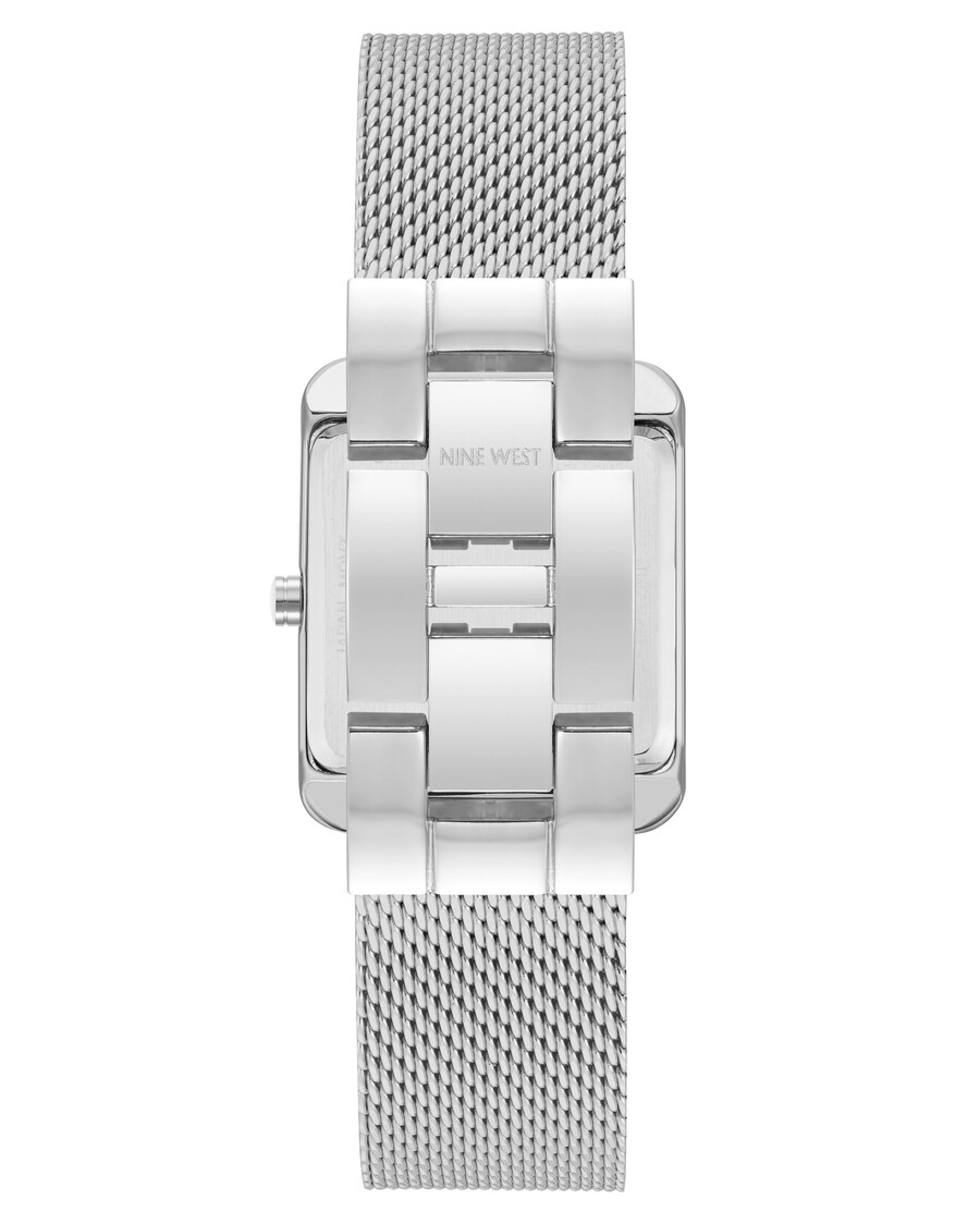 orologio con bracciale a maglie e cassa rettangolare