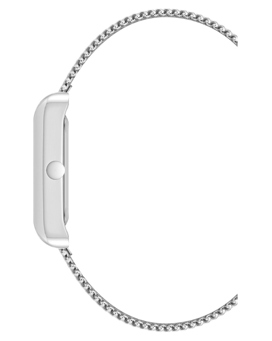 orologio con bracciale a maglie e cassa rettangolare