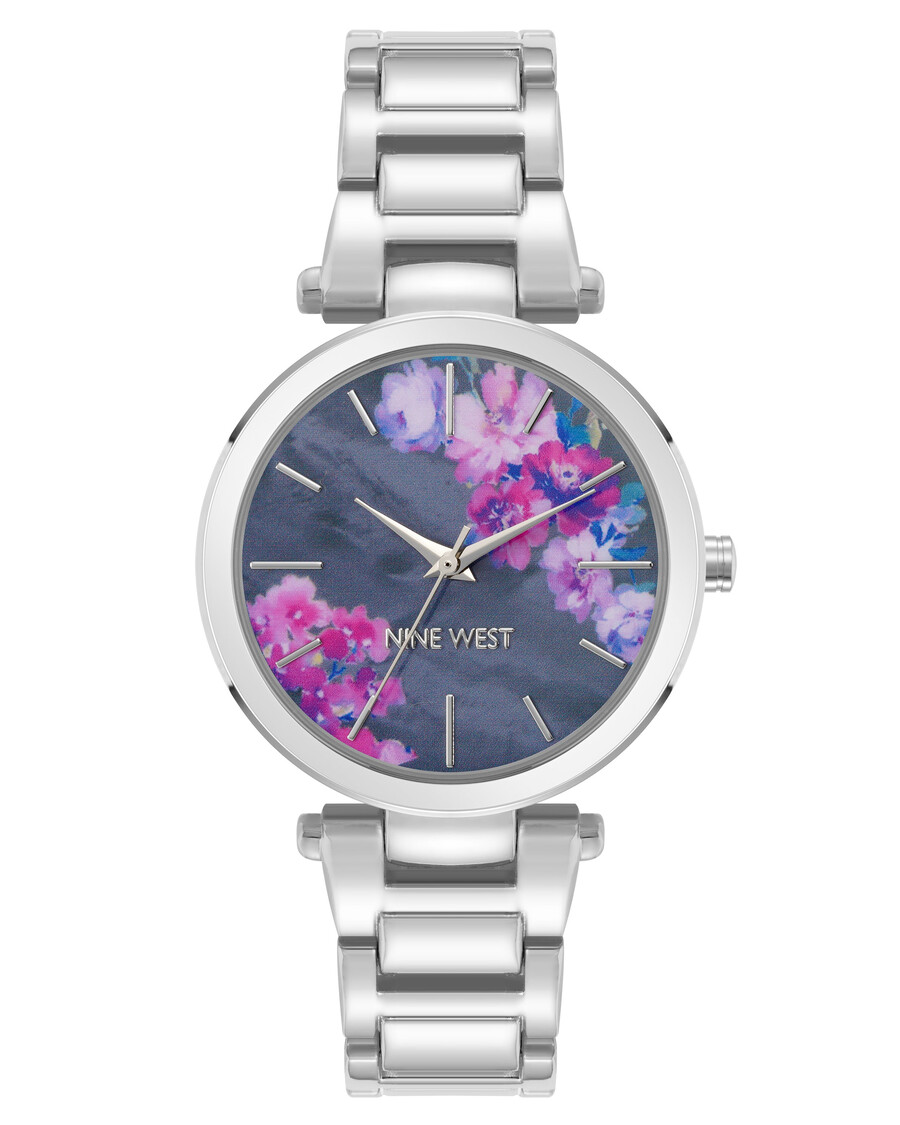 orologio con quadrante a fiori rosa