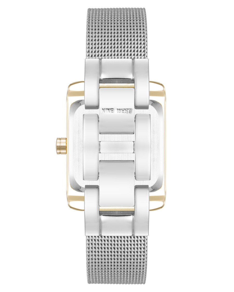 orologio con bracciale a maglie e cassa rettangolare