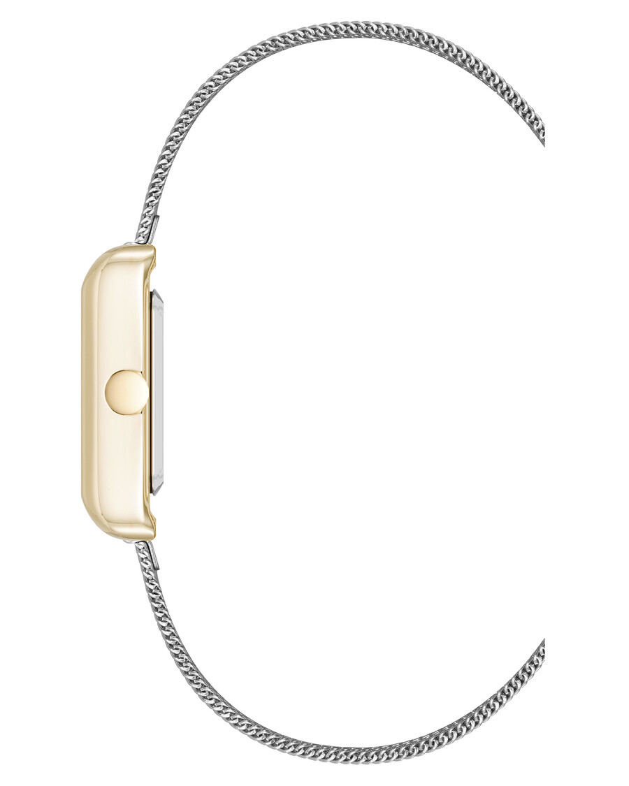 orologio con bracciale a maglie e cassa rettangolare