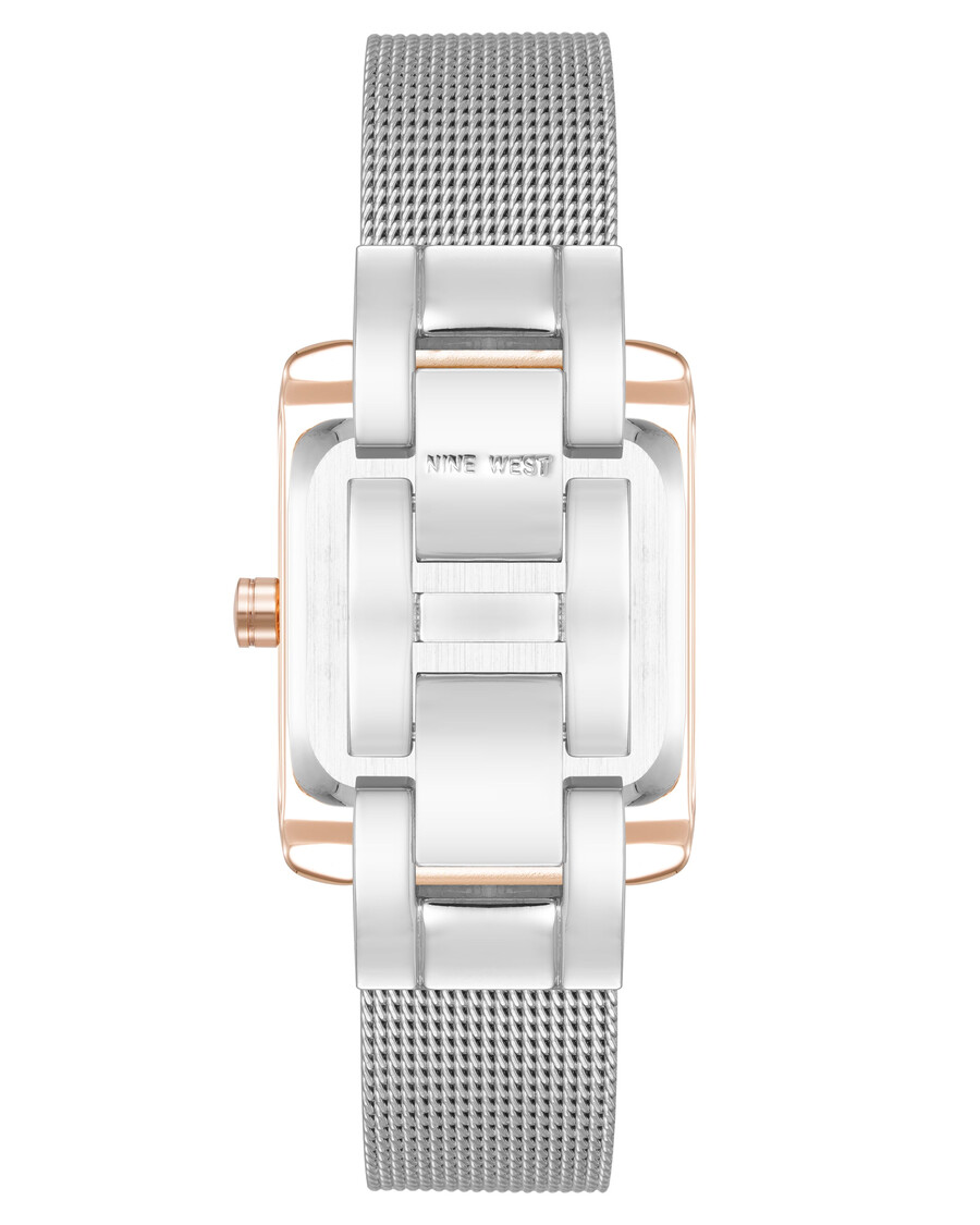 orologio con bracciale a maglie e cassa rettangolare