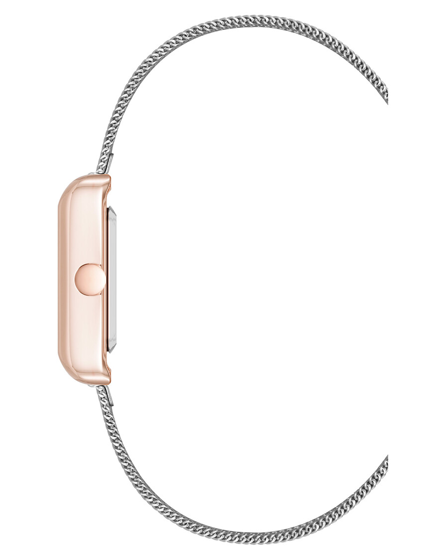 orologio con bracciale a maglie e cassa rettangolare