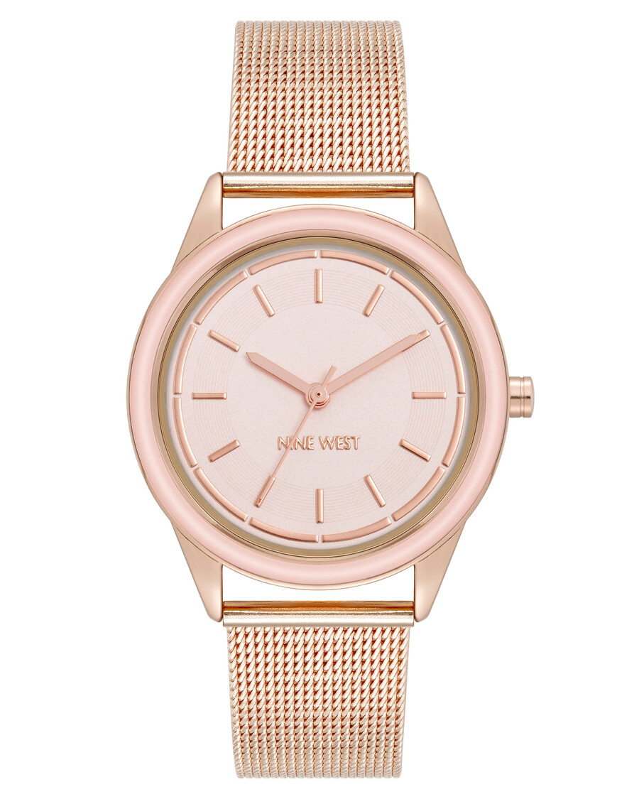 orologio con bracciale a maglie e lunetta colorata