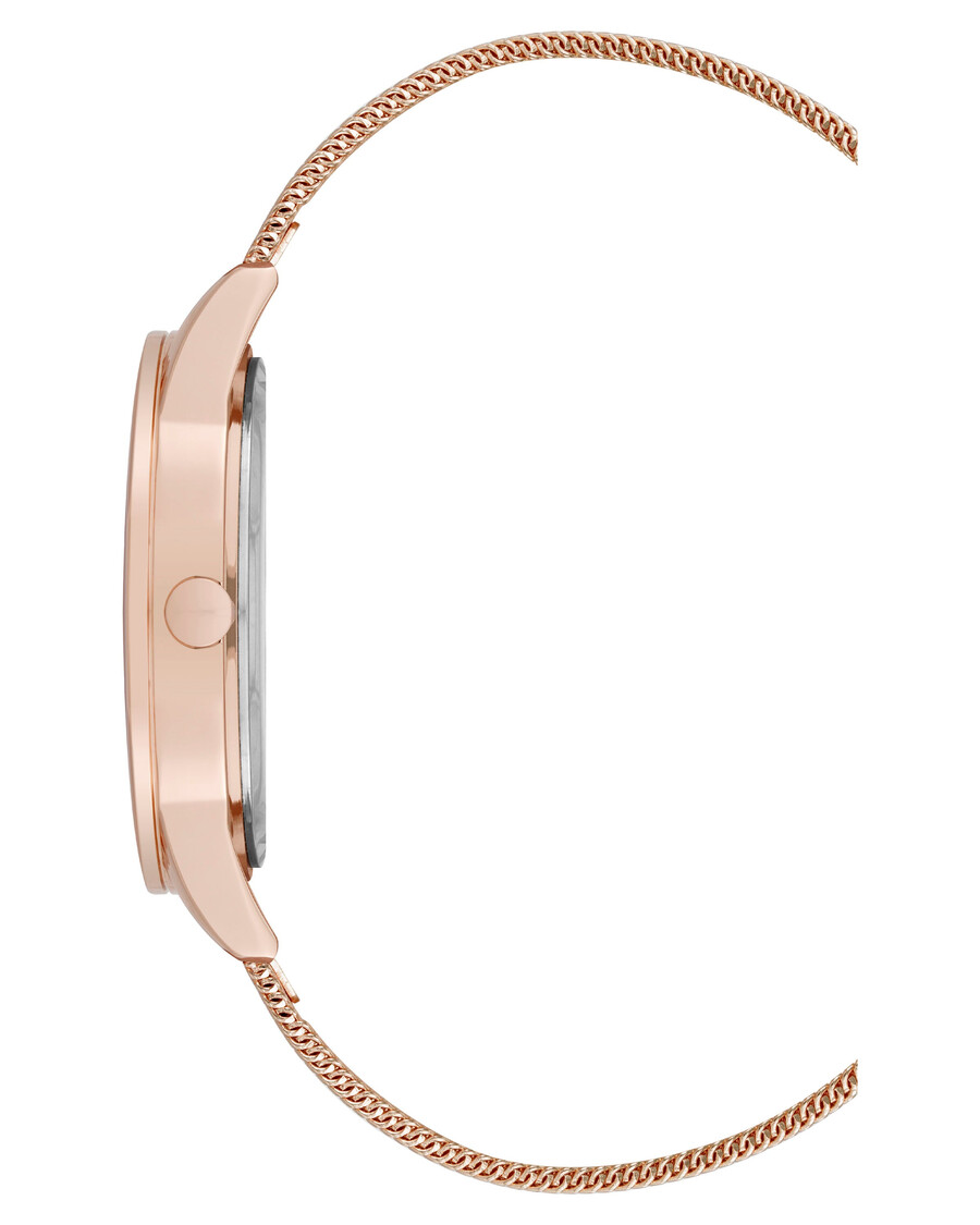 orologio con bracciale a maglie e lunetta colorata