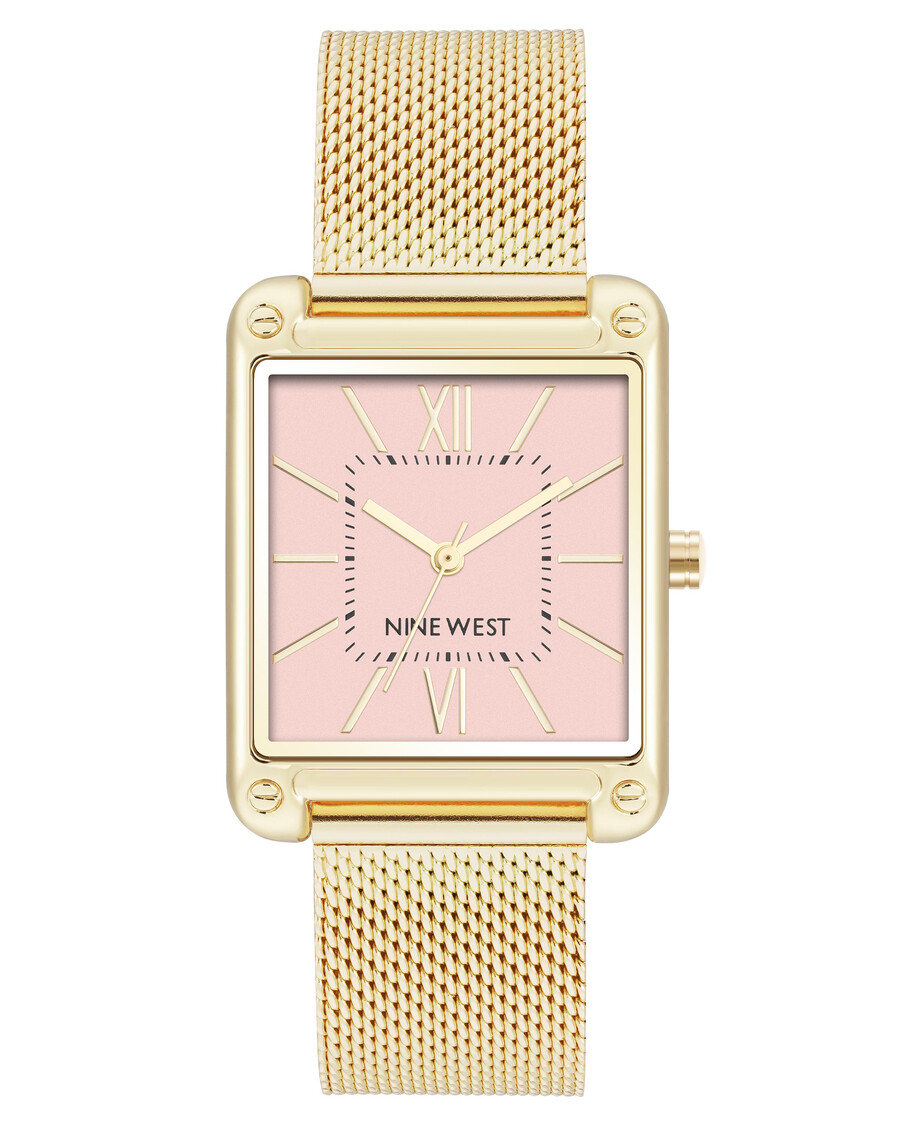 orologio con bracciale a maglie e cassa rettangolare