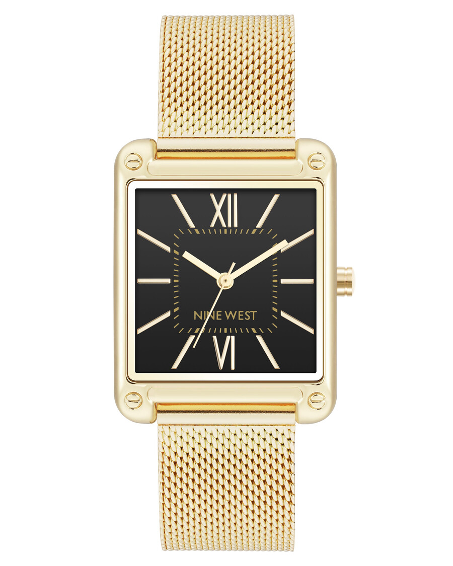 orologio con bracciale a maglie e cassa rettangolare