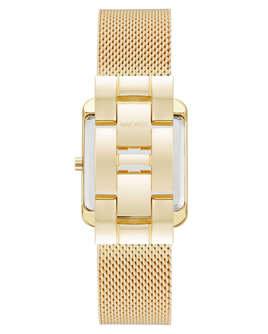 orologio con bracciale a maglie e cassa rettangolare
