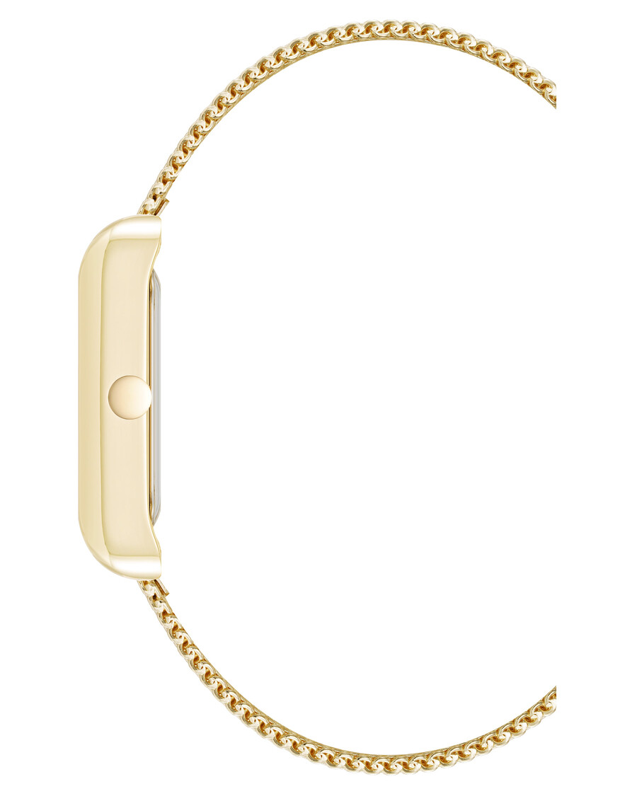 orologio con bracciale a maglie e cassa rettangolare